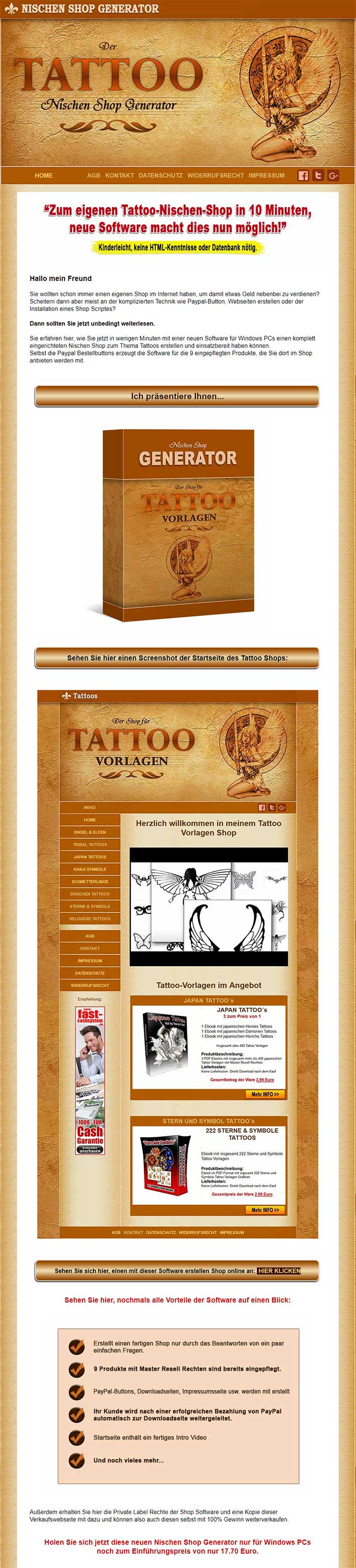 Tattoo Nischen Shop Generator